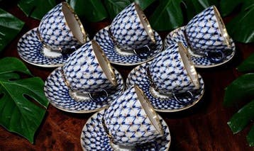 Lomonosov Imperial Porcelain Factory - Koffieservies voor 6