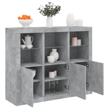 vidaXL Dressoirs met LED-verlichting 3 st bewerkt hout, Minder dan 50 cm, Verzenden, Nieuw, Minder dan 25 cm