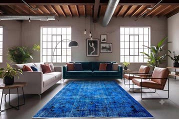 helder blauw vintage - Vloerkleed - 255 cm - 160 cm - met, Nieuw