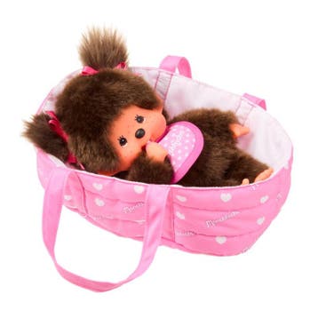 Monchhichi pluche pop met draagmand van €38,99 voor €35,09, Ophalen of Verzenden, Nieuw