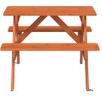 Kinderpicknicktafel 2-in-1 – Houten en Parasolgat, 4 Banken, Tuin en Terras, Verzenden, Nieuw
