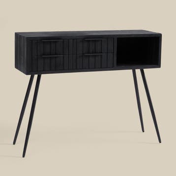 *WOONWINKEL* Zwarte Wandtafel Teak Latjes, Verzenden, Nieuw