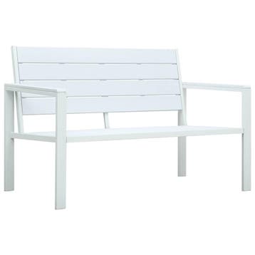 vidaXL Tuinbank hout-look 120 cm HDPE wit, Tuin en Terras, Tuinbanken, Verzenden, Nieuw, Kunststof