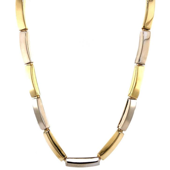 Gouden choker bicolour 45 cm 14 karaat, Sieraden, Tassen en Uiterlijk, Kettingen, Goud, Zo goed als nieuw, Verzenden