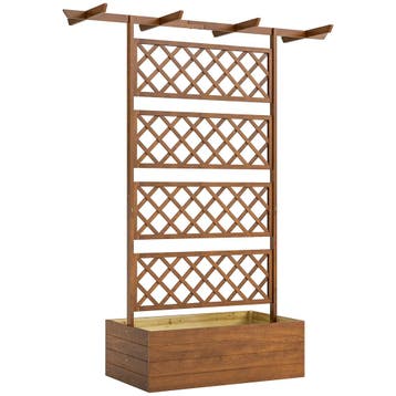 Plantenbak Met Klimrek, Vierkante Houten Plantenbak Met Rugl, Verzenden