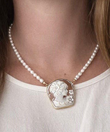 Zonder minimumprijs - Halsketting Zilver - Ketting met camee, Nieuw