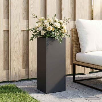 vidaXL Plantenbak Zwart 20 x 20 x 40 cm Koudgewalst staal, Verzenden, Minder dan 60 cm, Nieuw, Metaal