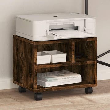 vidaXL Printerkastje met wielen 41x32x34,5 cm gerookt, Verzenden, Nieuw