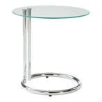 Bijzettafel Ylivieska rond met glasplaat 46x45 cm chroom en, Verzenden, Nieuw