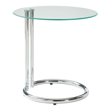 Bijzettafel Ylivieska rond met glasplaat 46x45 cm chroom en, Huis en Inrichting, Woonaccessoires | Overige, Verzenden, Nieuw
