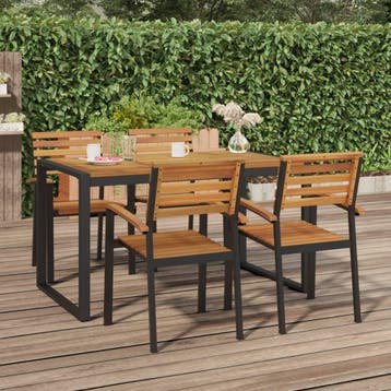 vidaXL Tuinstoelen 4 st stapelbaar massief acaciahout en, Verzenden, Nieuw, Hout