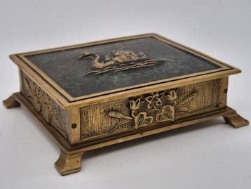 Kist - Jugendstil schatkistje – brons/messing met, Antiek en Kunst