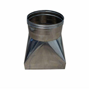 Rookkanaal RVS verloop vierkant 199-199mm - rond Ø80mm, Huis en Inrichting, Kachels, Ophalen of Verzenden, Nieuw