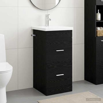 vidaXL Badkamermeubel met Wasbak Zwart eiken 42 x 40 x 84,5, Verzenden, Nieuw