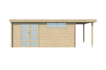 Woodlands Blokhut Oregon Met Overkapping 655 x 295 cm, Nieuw