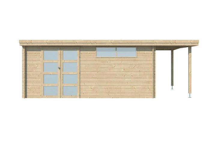 Woodlands Blokhut Oregon Met Overkapping 655 x 295 cm, Tuin en Terras, Tuinhuizen