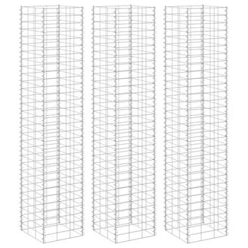 vidaXL Schanskorf plantenbakken 3 st verhoogd 30x30x200 cm, Tuin en Terras, Verzenden, Minder dan 60 cm, Nieuw, Metaal