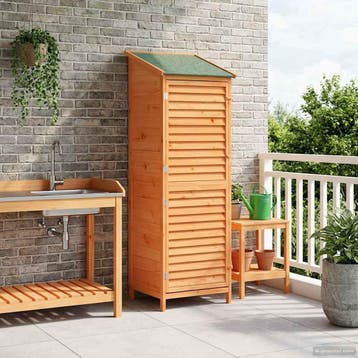 vidaXL Tuinschuur met dak Bruin 59 x 56 x 176 cm Massief, Verzenden, Nieuw