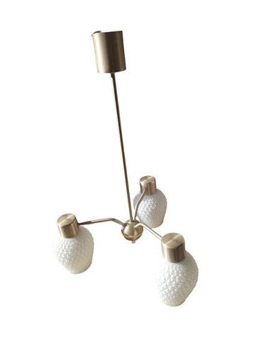 Plafondlamp - Messing, Glas, Antiek en Kunst, Antiek | Lampen