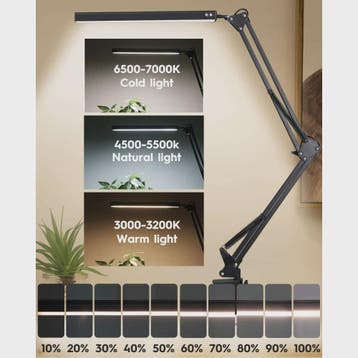 Verstelbare LED Bureaulamp met Klemvoet - 3 Kleurmodi & 10 H, Verzenden, Nieuw