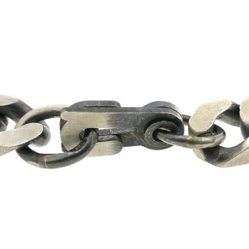 Zilveren robuuste gourmetschakel armband met graveerplaatje, Ophalen of Verzenden, Gebruikt, Zilver, Zilver