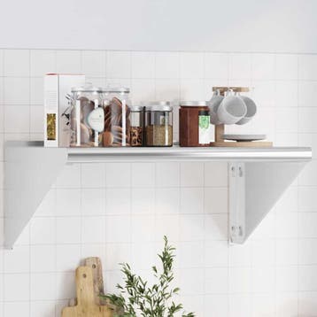 vidaXL Wandschap 75x45x31 cm roestvrijstaal zilverkleurig, Verzenden, Nieuw