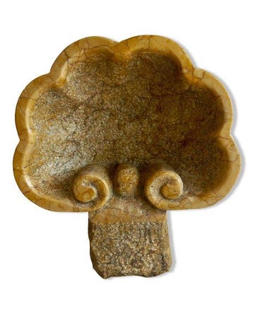 Antiek Wijwatervat - 1940-1950 - Echt geel marmer - 22 cm -
