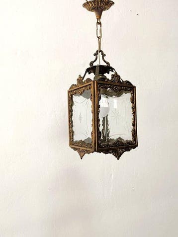 Lantaarn - Elegante hanglamp in Lodewijk XV-stijl - brons en, Antiek en Kunst