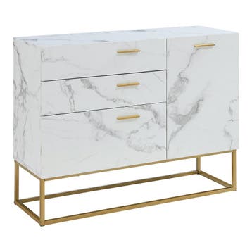 Sideboard Lavangen commode 75x100x35 cm marmerlook wit en go, Verzenden, Nieuw