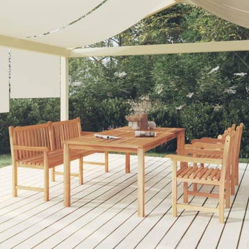 vidaXL 4-delige Tuinset massief teakhout, Verzenden, Nieuw, Teakhout, Tuinset