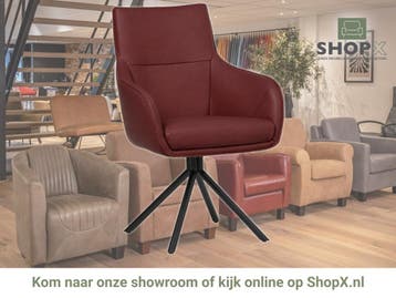 Leren draaibare eetkamerstoel Fancy - Toledo Cherry (rood), Nieuw, Leer, Ophalen of Verzenden, 90 cm of meer