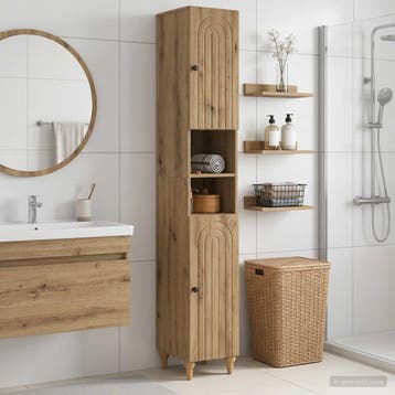 vidaXL Badkamerkast met Open Plank ALKMAAR Artisanaal eiken, Verzenden, Nieuw
