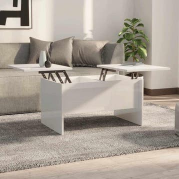 vidaXL Salontafel 80x50x42,5 cm bewerkt hout hoogglans wit, Huis en Inrichting, Tafels | Salontafels, 50 tot 100 cm, Verzenden
