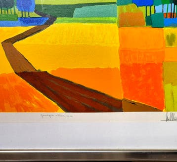Ton Schulten Goud gele akkers 2002 Certified Art (XL), Ingelijst, Ophalen of Verzenden, Landschappen, Lithografie