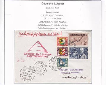 Duitse Rijk 1931 - Graf Zeppelin – Egypte-reis – zending uit, Gestempeld