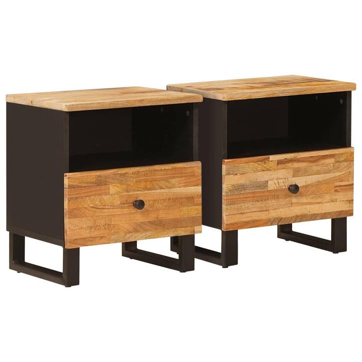 vidaXL Bed kast 2 pcs Bruin 40 x 33 x 46 cm Massief Mango, Huis en Inrichting, Slaapkamer | Nachtkastjes, Nieuw, Minder dan 45 cm