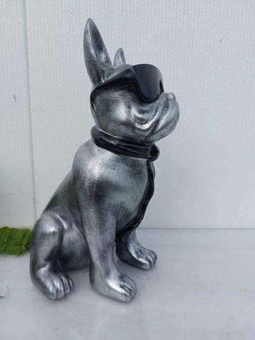 Beeld, French bulldog with tie and sunglasses - 40 cm -, Antiek en Kunst