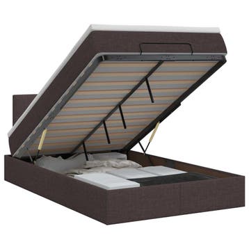 vidaXL Ottoman bed met matras Donkerbruin 120 x 190 cm Stof, Huis en Inrichting, Verzenden, Nieuw, Bruin