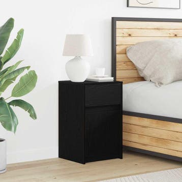 vidaXL LED Bedside Kast Zwart eiken 38 x 34 x 61 cm Bewerkt, Minder dan 45 cm, Verzenden, Nieuw, 55 tot 70 cm