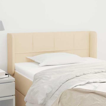 vidaXL Hoofdbord met randen 103x16x78/88 cm stof, Verzenden, Nieuw, Crème, Stof