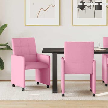 vidaXL Eetkamerstoelen met Wieltjes 2 pcs Roze 58 x 65 x 94, Huis en Inrichting, Stoelen, Verzenden, Nieuw