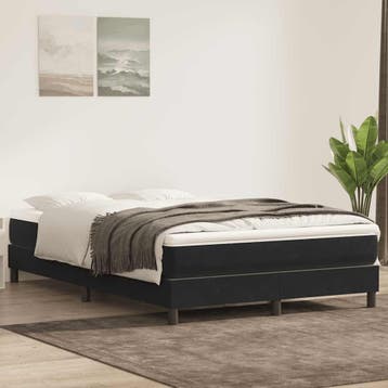 vidaXL Boxspring zonder matras fluweel zwart 140x220 cm, Verzenden, Nieuw, Zwart, Stof