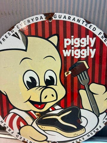 Piggly Wiggly – Supermarkt & Slagerij – Rond Emaille