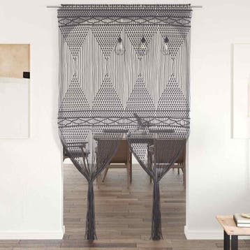 vidaXL Gordijn macramé 140x240 cm katoen antraciet, Verzenden, Nieuw