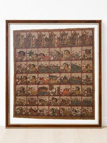 Palintangan Balinese kalender beschilderd - Katoen -, Antiek en Kunst