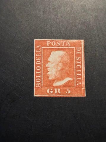 Italiaanse oude staten - Sicilië - 5 granen aan tafel -, Gestempeld