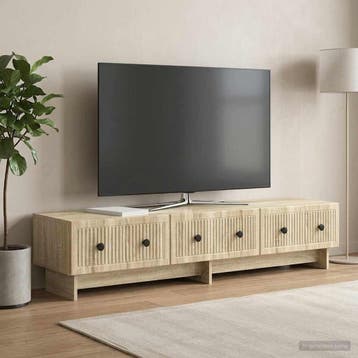 vidaXL TV-kast 147 x 34,5 x 30 cm Sonoma Eiken Bewerkt hout, Minder dan 50 cm, Verzenden, Nieuw, Minder dan 100 cm