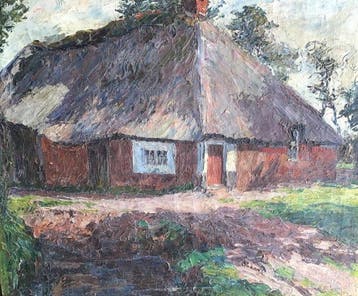 George de Sloovere(1873-1970) - Boerderij in de Kempen., Antiek en Kunst