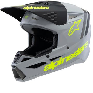 Alpinestars S-M3 Youth Radium Grijs Zwart Geel Fluo Mat, Nieuw met kaartje, Overige merken, Heren, Offroadhelm