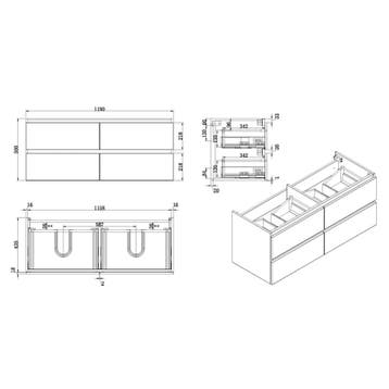 Wiesbaden Vision onderkast dubbel+4 laden 120x46 wit, Ophalen of Verzenden, Nieuw